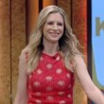 Brit Marling’s red polka dot knit top and pants on Live with Kelly and Mark