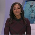 Brittany’s burgundy windowpane check dress on Good Morning America