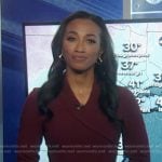 Brittany Bell’s burgundy v-neck dress on Good Morning America