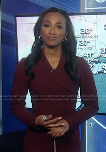 Brittany Bell's burgundy v-neck dress on Good Morning America