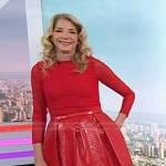 Candace Bushnell’s red top and leather mini skirt on Today