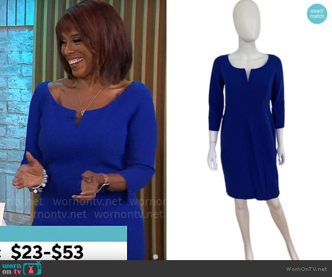 WornOnTV: Gayle King’s blue notch neck dress on CBS Mornings | Gayle ...