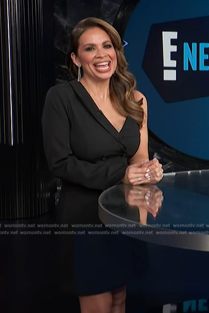 Carolina's black one sleeve blazer dress on E! News