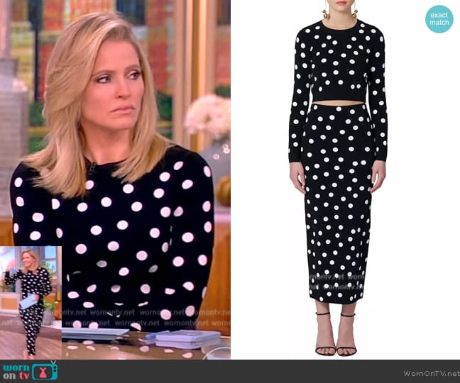 WornOnTV: Sara’s black polka dot print sweater and skirt on The View ...