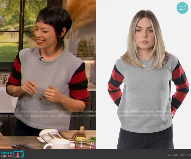 Caron Callahan Striped Skip Top worn by Pilar Valdes on The Drew Barrymore Show