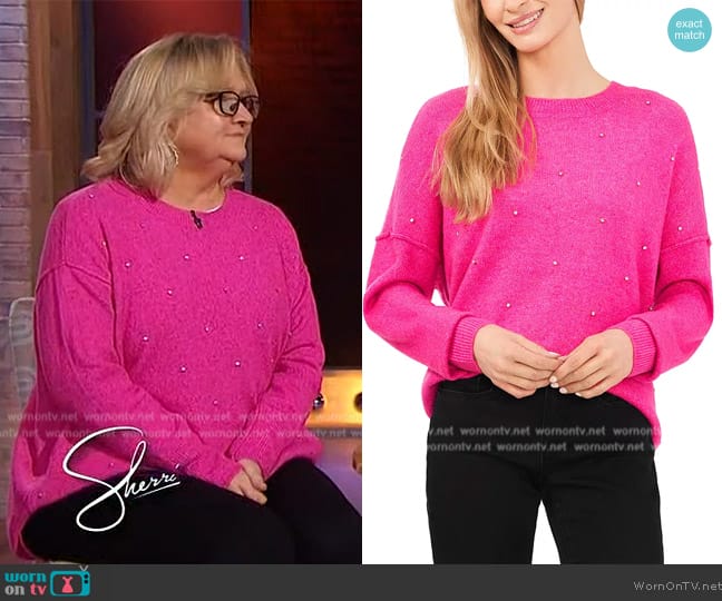 Cece Rhinestone Stud Crewneck Sweater worn by Chonda Pierce on Sherri