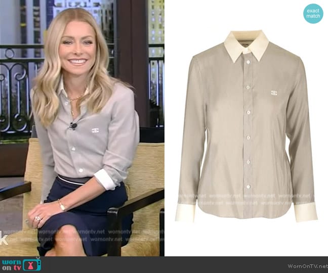 WornOnTV: Kelly’s gray blouse and skirt on Live with Kelly and Mark ...