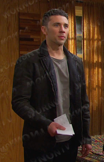 Chad's dark grey leather jacket on Days of our Lives