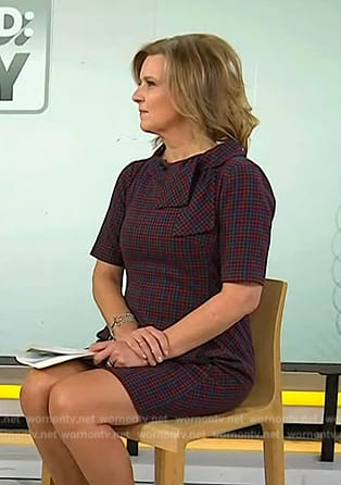 Christine Romans' check tie neck dress on Today