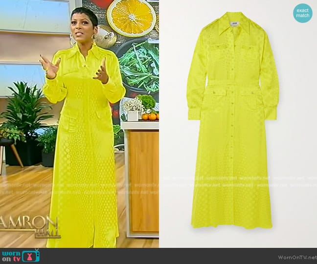 Christopher John Rogers Belted polka-dot satin-jacquard maxi shirt dress worn by Tamron Hall on Tamron Hall Show