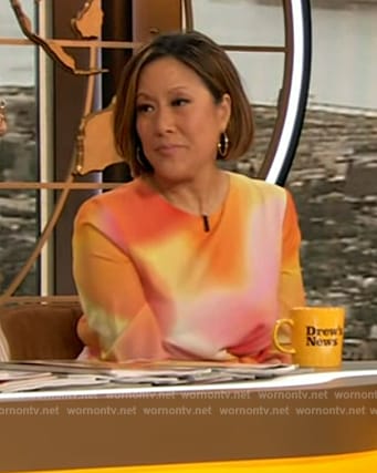 Cindy Hsu's pastel tie dye dress on The Drew Barrymore Show