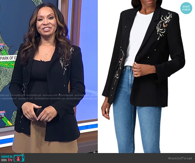 Cinq a Sept Embroidered Estelle Blazer worn by Adelle Caballero on Today