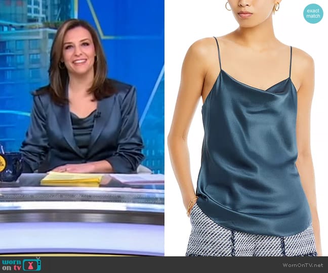 Cinq a Sept Marta Silk Camisole in Onyx worn by Mary Bruce on Good Morning America