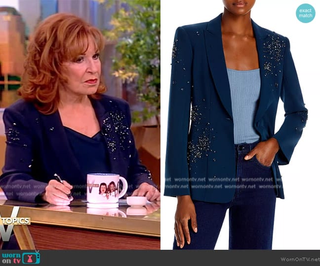 Cinq a Sept Rhinestone Crackle Embellished Cheyenne Blazer worn by Joy Behar on The View