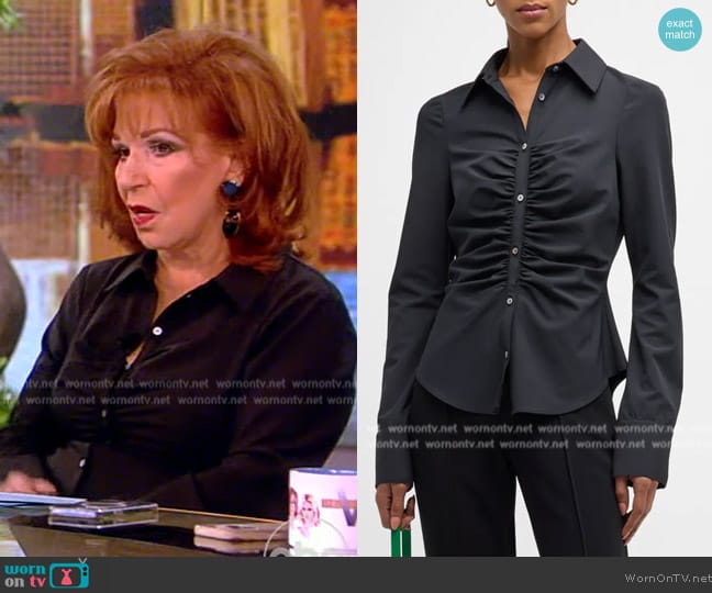 Cinq a Sept Sienna Ruched Shirt worn by Joy Behar on The View