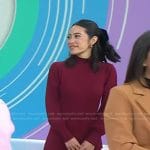 Claire Stern’s red ribbed knit midi dress on Today