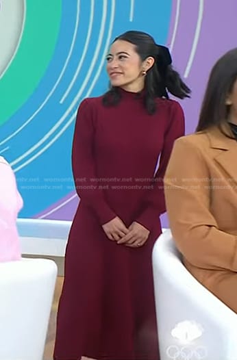 Claire Stern's red ribbed knit midi dress on Today