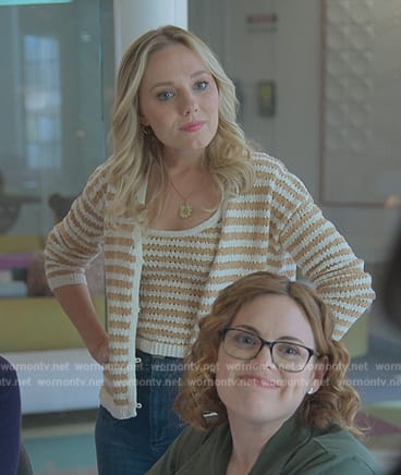 Claire's striped knit tank and cardigan on Good Trouble
