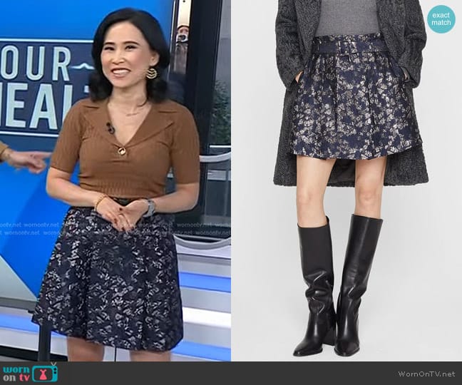 Club Monaco Brocade Mini Skirt worn by Vicky Nguyen on Today