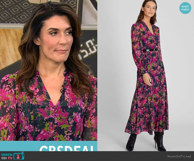 Club Monaco Floral Print Maxi Dress worn by Adriane Kiss on CBS Mornings