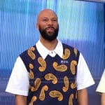 Common’s navy paisley knit vest on Good Morning America