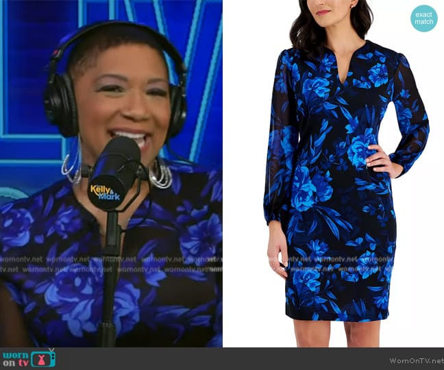 Connected Petite Chiffon-Sleeve Sheath Dress worn by Deja Vu on Live with Kelly and Mark