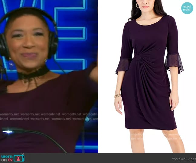 Connected 3/4-Flounce-Sleeve Sheath Dress worn by Deja Vu on Live with Kelly and Mark