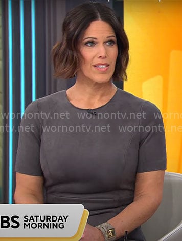 Dana Jacobson's grey suede dress on CBS This Morning