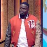 Daniel Kaluuya’s red bomber jacket on Live with Kelly and Mark