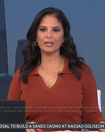 Darlene's brown ribbed collared dress on Today