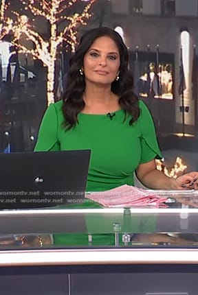 Darlene’s green ruched short sleeve dress on Today