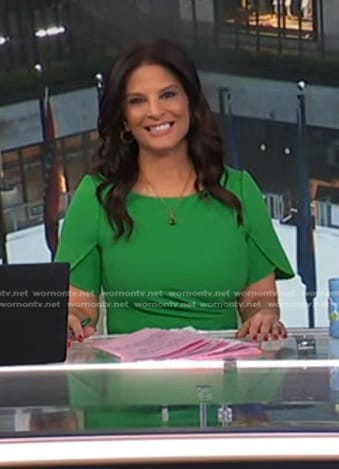 Darlene’s green ruched short sleeve dress on Today