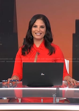 Darlene's red twisted neck dress on Today
