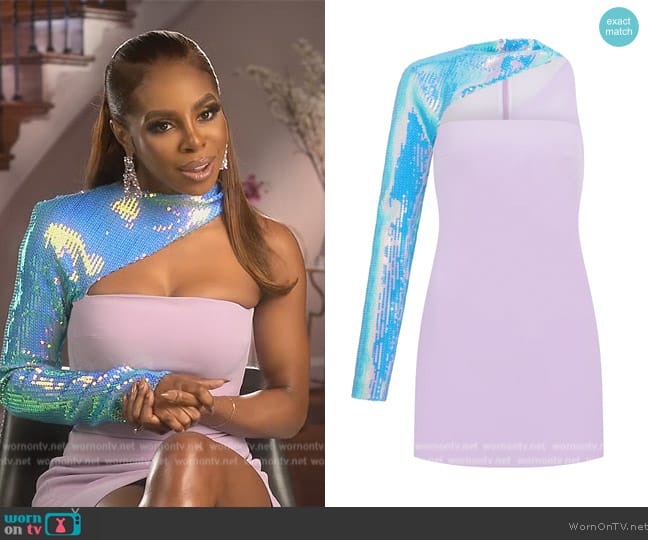 David Koma Asymmetric Sequin Mini Dress worn by Candiace Dillard Bassett on The Real Housewives of Potomac