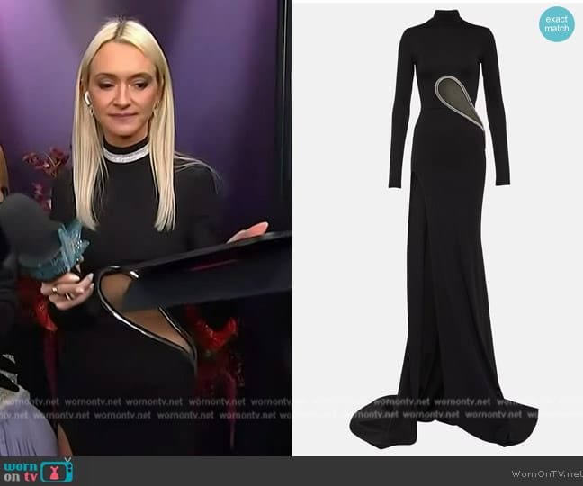 David Koma Paneled Embellished Jersey Gown worn by Zanna Roberts Rassi on Access Hollywood