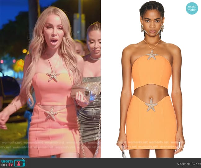 David Koma Crystal & Plexi Chest Cropped Top worn by Lisa Hochstein (Lisa Hochstein) on The Real Housewives of Miami