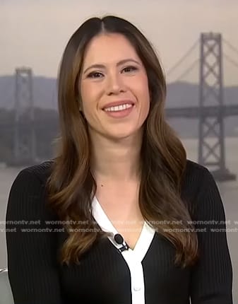 Deirdre's black contrast trim dress on NBC News Daily