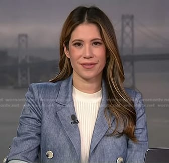 Deirdre Bosa’s chambray roll up sleeve blazer on NBC News Daily