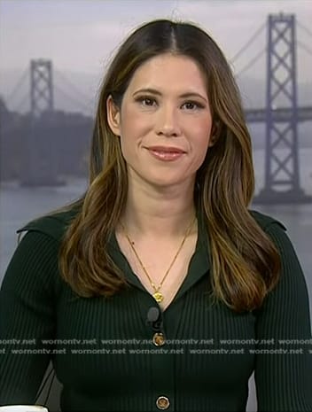 Deirdre's green ribbed dress on NBC News Daily