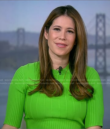 Deirdre's green ribbed dress on NBC News Daily