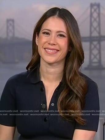 Deirdre's navy ribbed polo dress on NBC News Daily