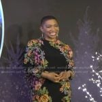 Deja Vu’s black floral print dress on Live with Kelly and Mark