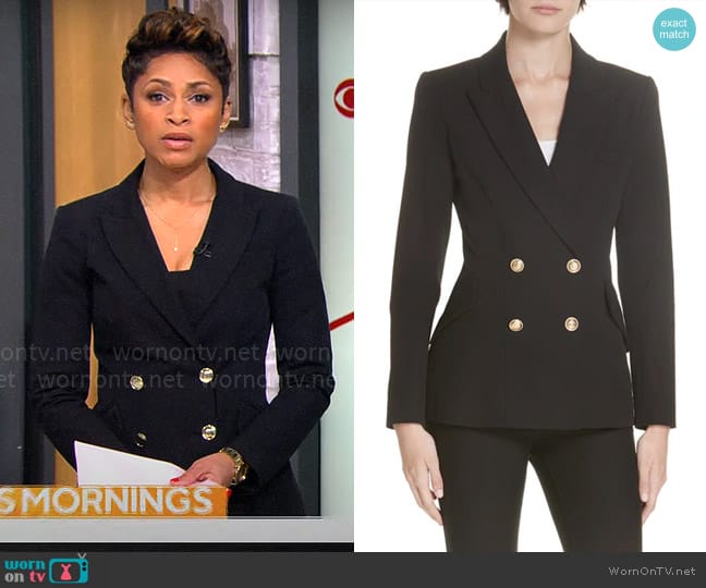 Derek Lam 10 Crosby Rodeo Double Breasted Blazer worn by Jericka Duncan on CBS Mornings