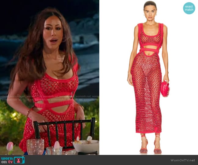 Diotima Lady Crystal Mesh Bralette and Grace Skirt worn by Angie Katsanevas on The Real Housewives of Salt Lake City