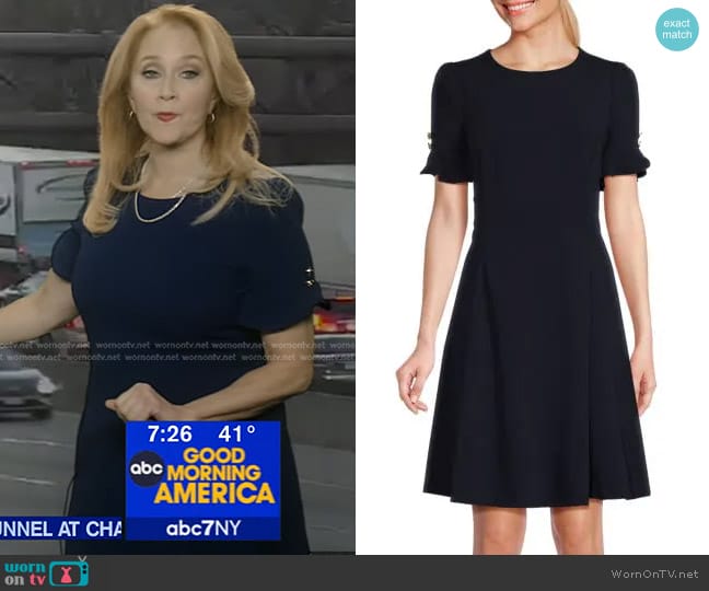 DKNY Flutter Sleeve Fit & Flare Dress worn by Debbie DuHaime on Good Morning America