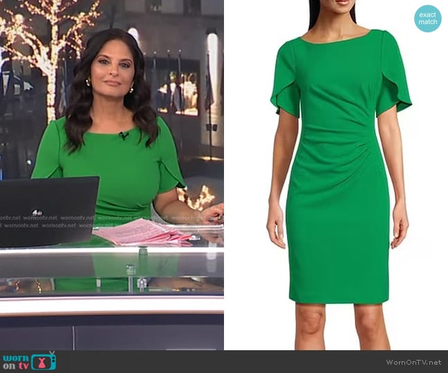 one-shoulder Lauren ruched Wardrobe Simmons\'s yellow top Today on from Clothes TV WornOnTV: and |