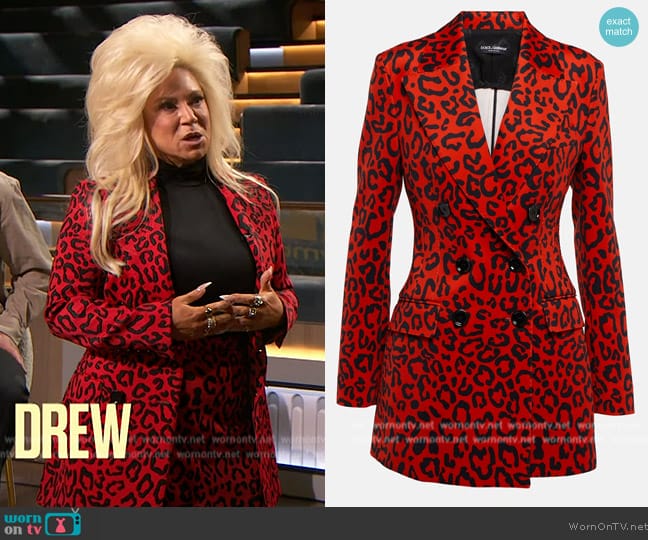 Dolce and Gabbana Double-breasted blazer worn by Theresa Caputo on The Drew Barrymore Show