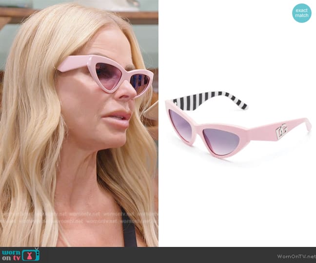 Dolce and Gabbana Logo-plaque cat-eye frame sunglasses worn by Alexia Echevarria (Alexia Echevarria) on The Real Housewives of Miami