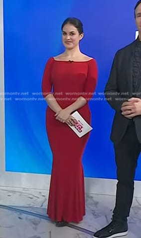 Donna’s red fishtail hem dress on Today