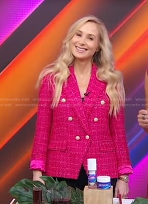 Dr. Whitney Bowe's pink check tweed blazer on Good Morning America